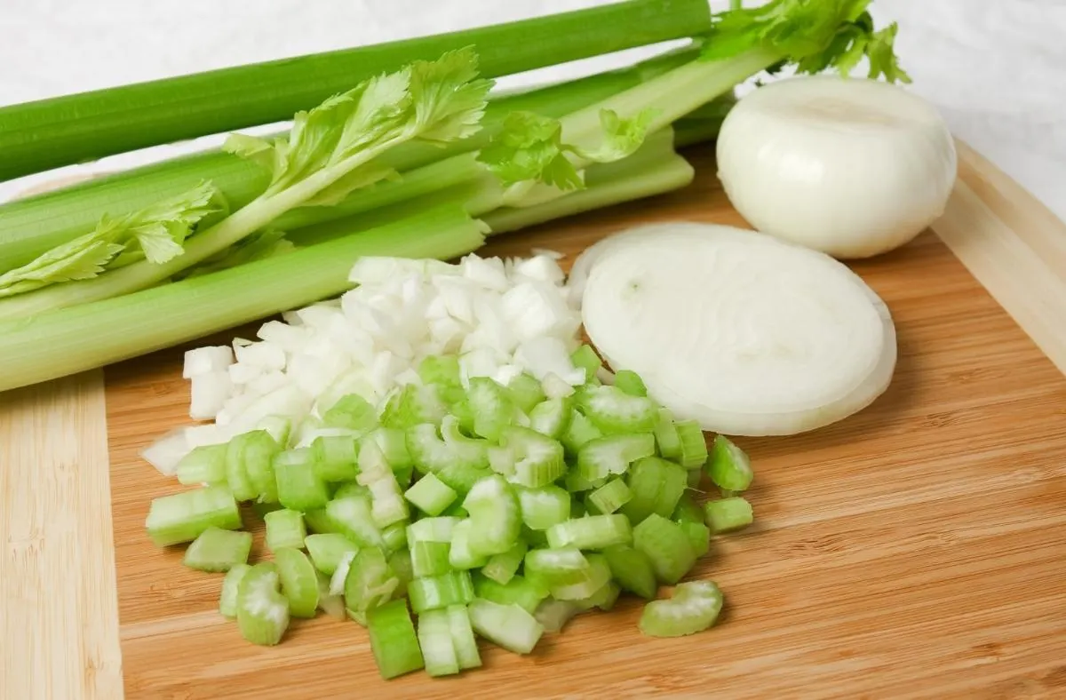 Chopped celery and onion