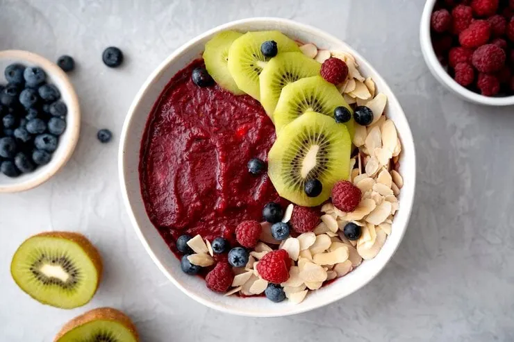Ceramic bowl delicious acai brazilian dessert