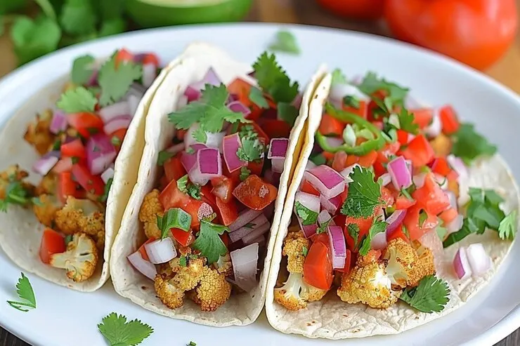 Two tacos plate with red onion red onion