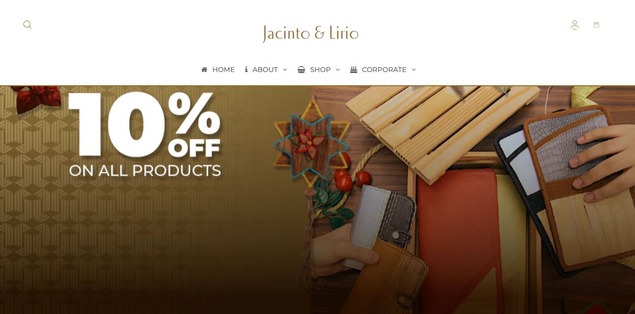 Online store for Jacinto & Lirio, featuring stylish vegan leather fashion by Joint & Kiko.