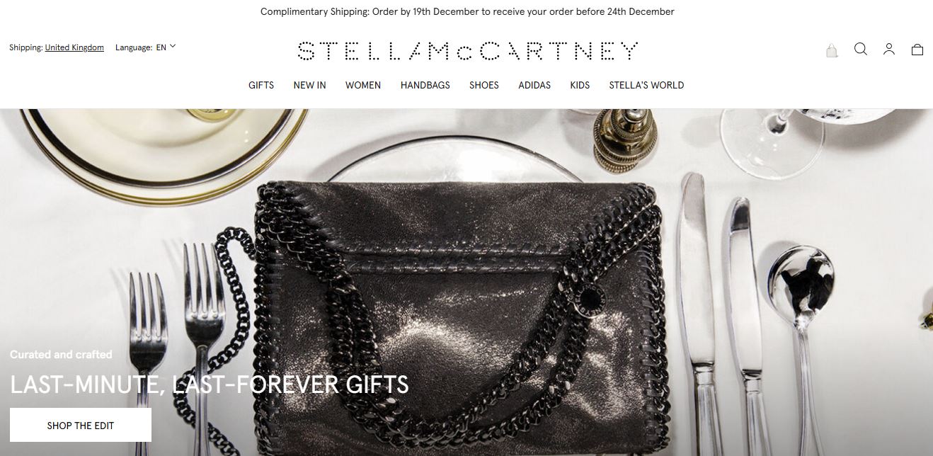 Luxury handbags available on Stella McCartney's website, featuring stylish vegan leather fashion options.
