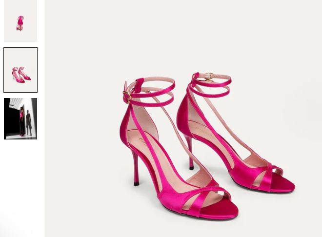 A pair of pink strappy high heels by Bikkou, perfect for a night out with friends at 9 PM.