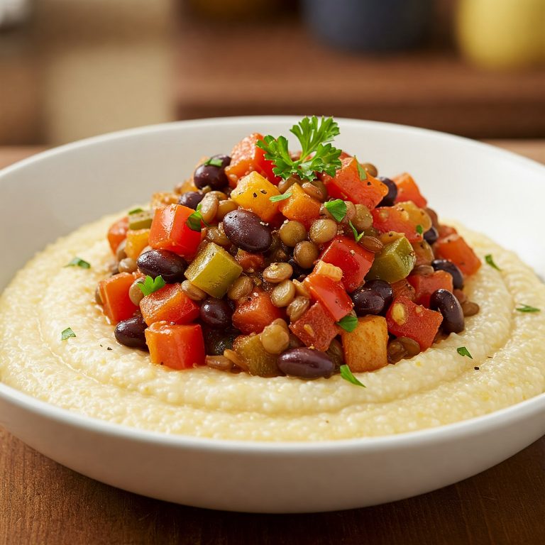 Spicy Cajun Hash on Grits Recipe for Valentine’s Day A bowl filled with black beans and corn, accompanied by a spoon, perfect for a spicy Cajun hash on grits recipe.