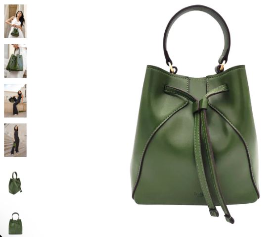 A vibrant green vegan bucket bag made of Mia Desserto® cactus leather, featuring a stylish bow tie accent.